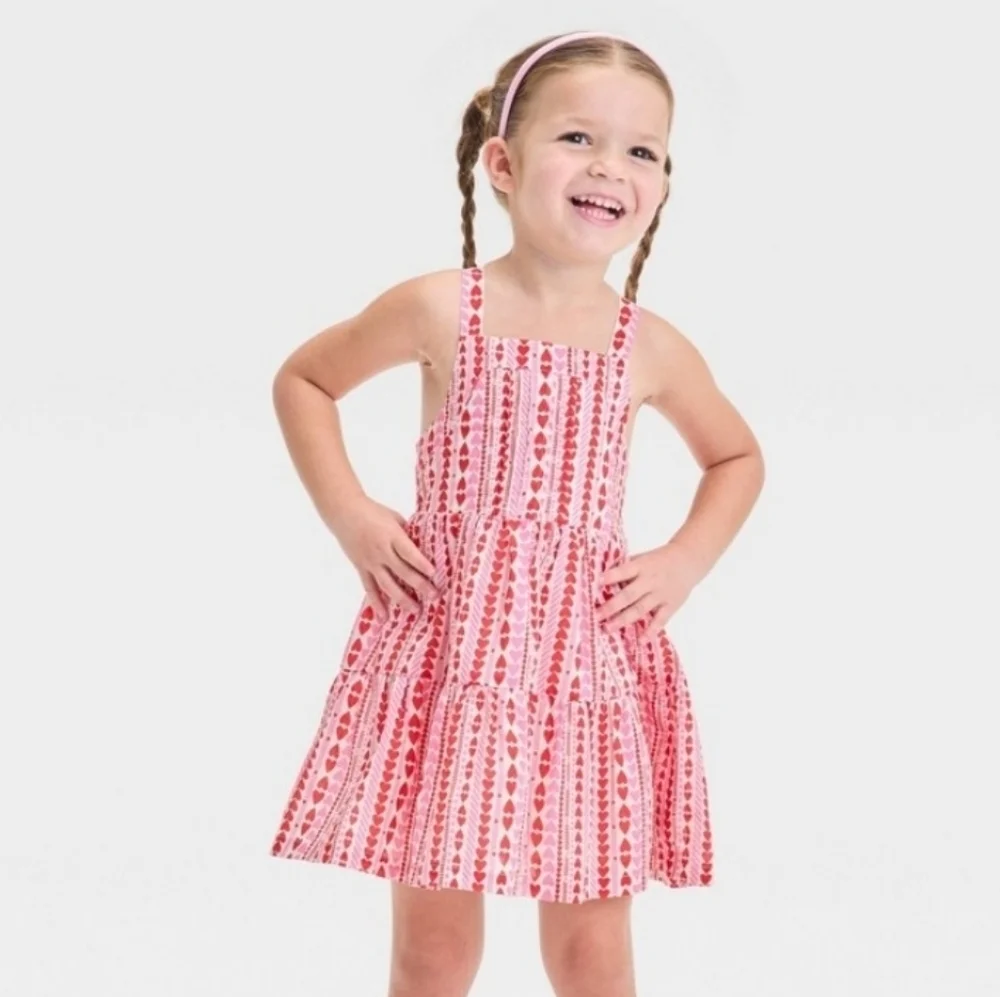 Cat & Jack Infant & Toddler Girls Pink & Red Hearts Tank Dress